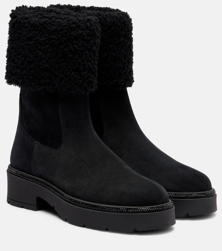 Rene Caovilla Embellished suede Chelsea boots