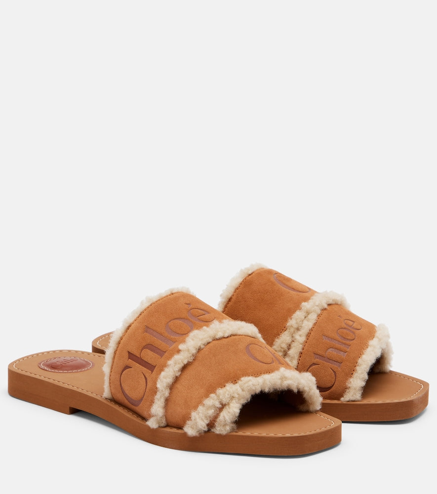Chloe Woody logo suede slides