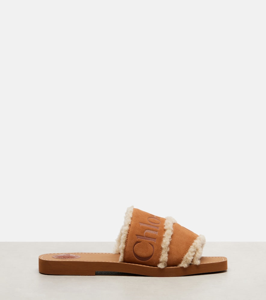 Chloe Woody logo suede slides