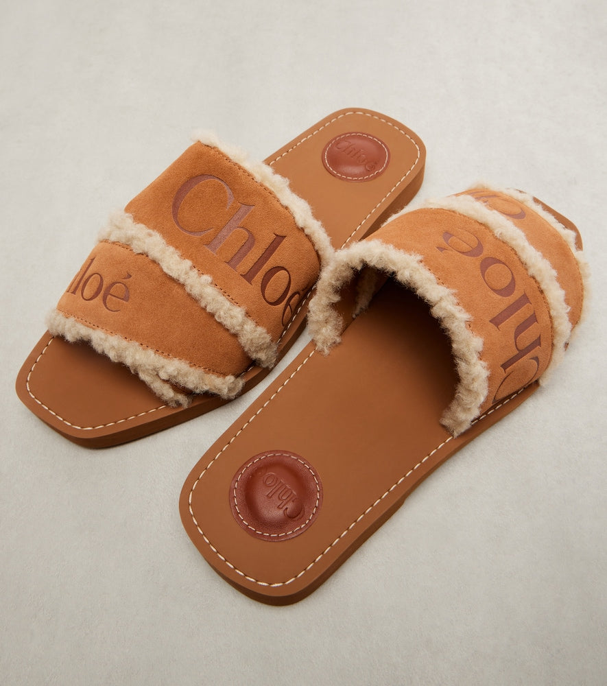 Chloe Woody logo suede slides