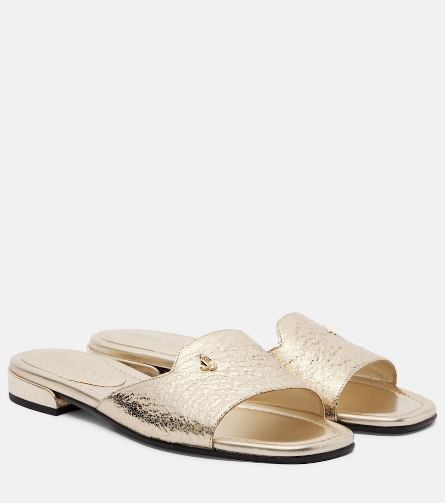 Jimmy Choo Dina metallic slides