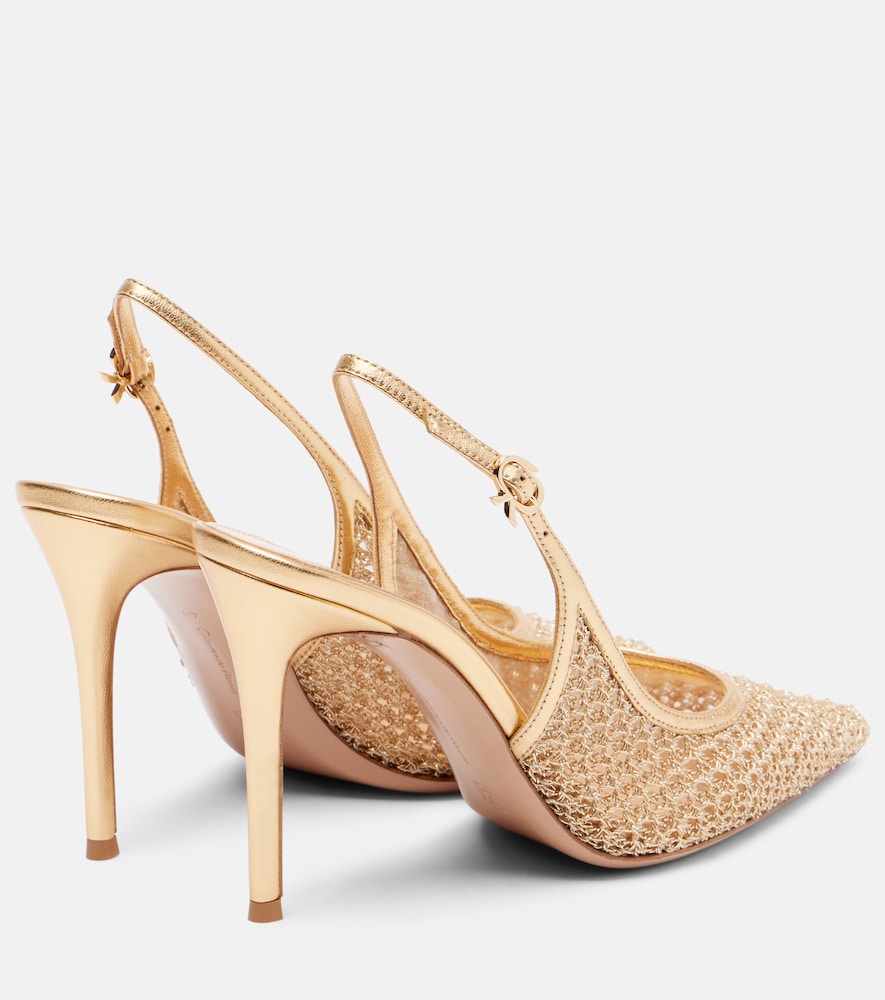 Gianvito Rossi Nikki leather-trimmed slingback pumps