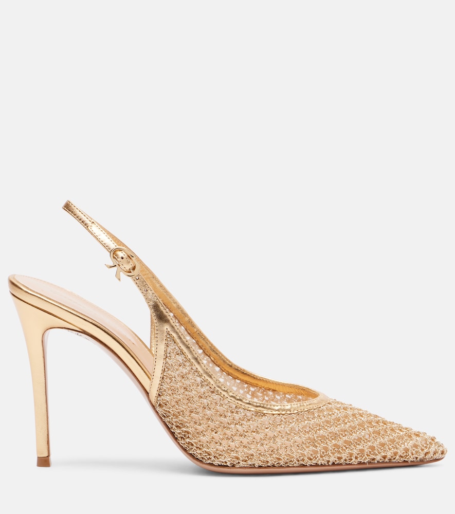 Gianvito Rossi Nikki leather-trimmed slingback pumps