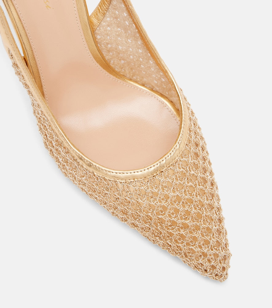 Gianvito Rossi Nikki leather-trimmed slingback pumps