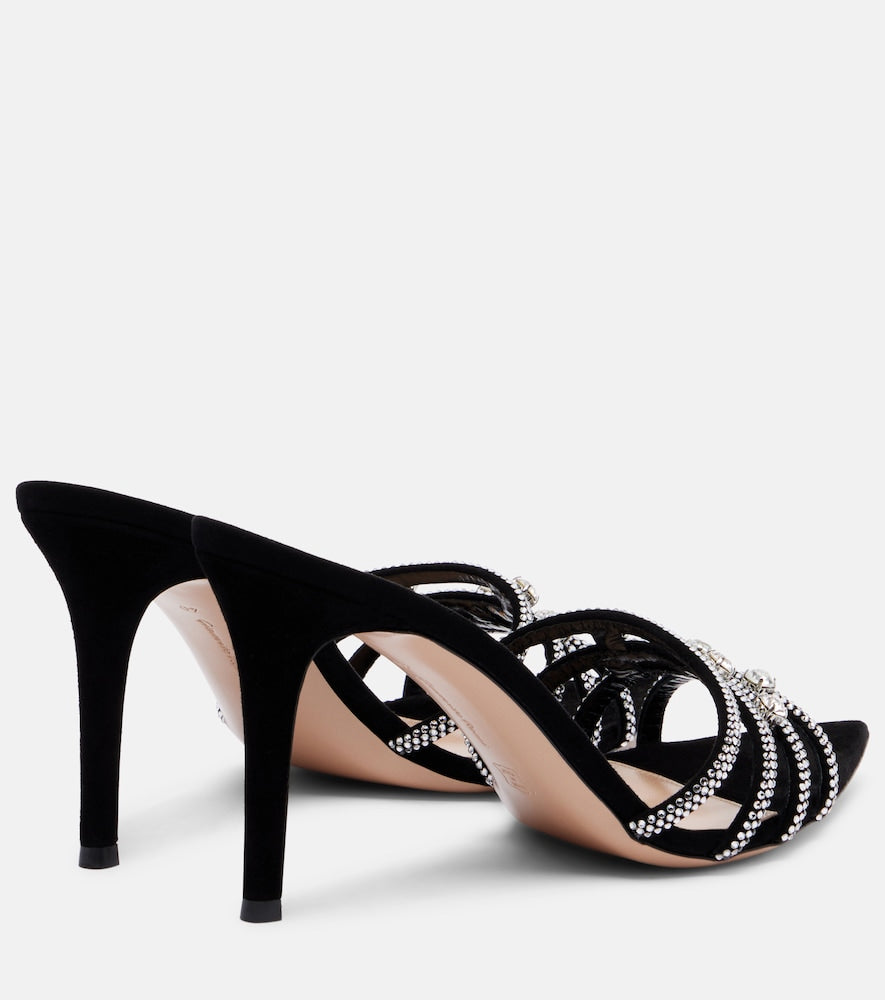 Gianvito Rossi Elizabeth crystal-embellished suede mules