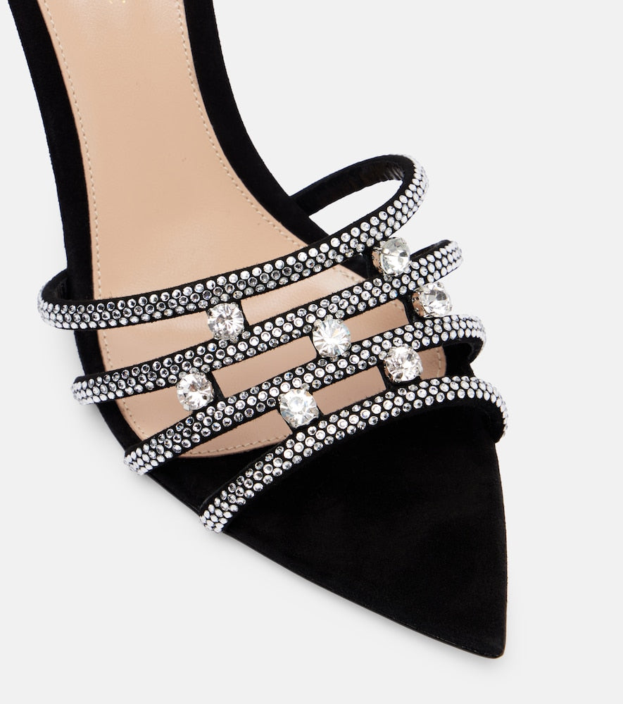 Gianvito Rossi Elizabeth crystal-embellished suede mules
