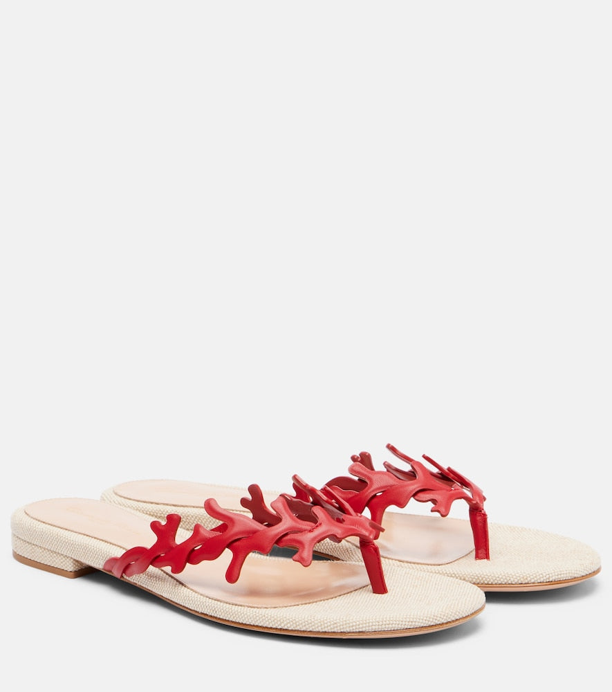 Gianvito Rossi Canvas and leather thong sandals