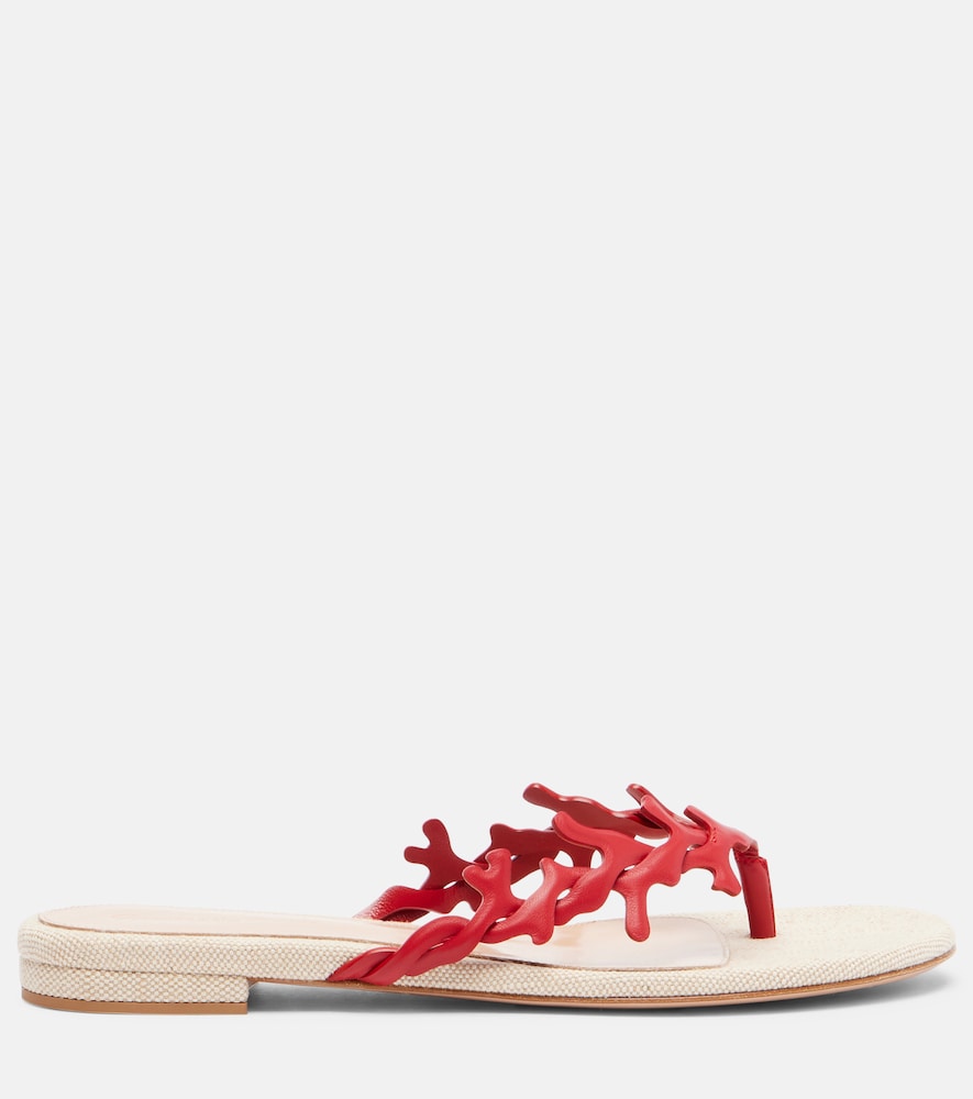 Gianvito Rossi Canvas and leather thong sandals