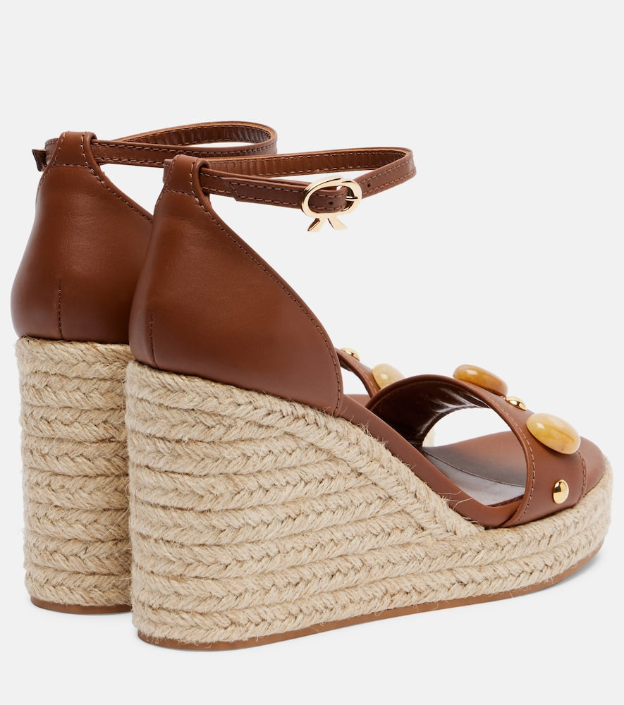 Gianvito Rossi Embellished leather espadrille wedges