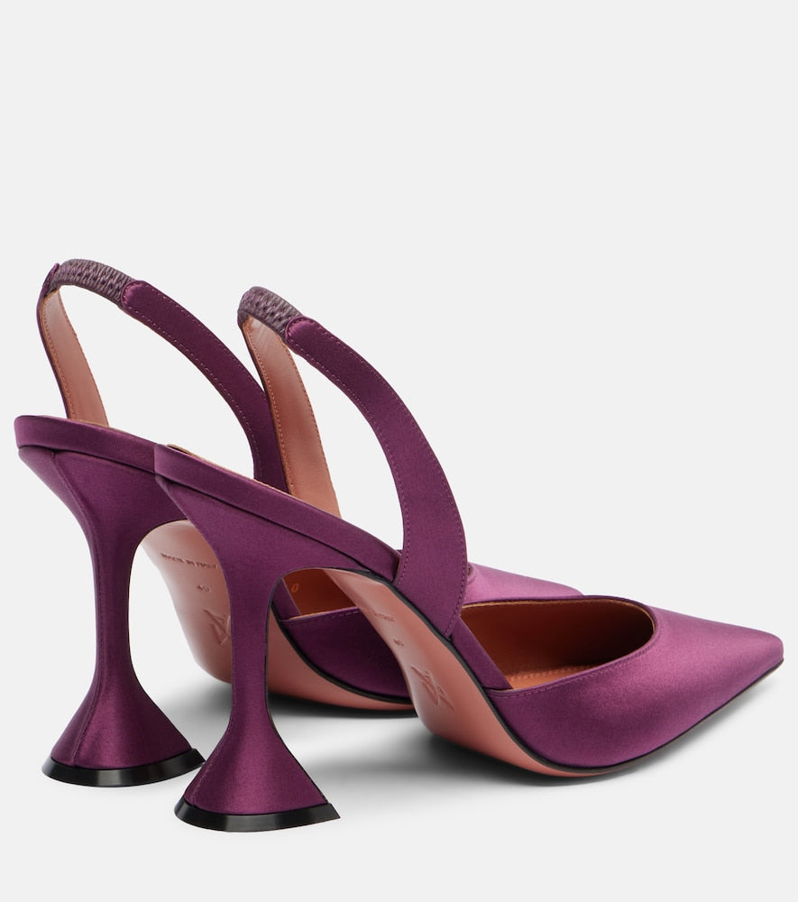 Amina Muaddi Holli 95 satin slingback pumps