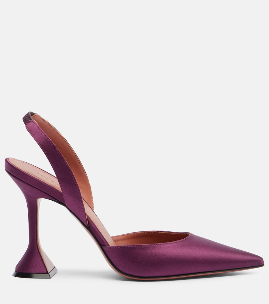 Amina Muaddi Holli 95 satin slingback pumps