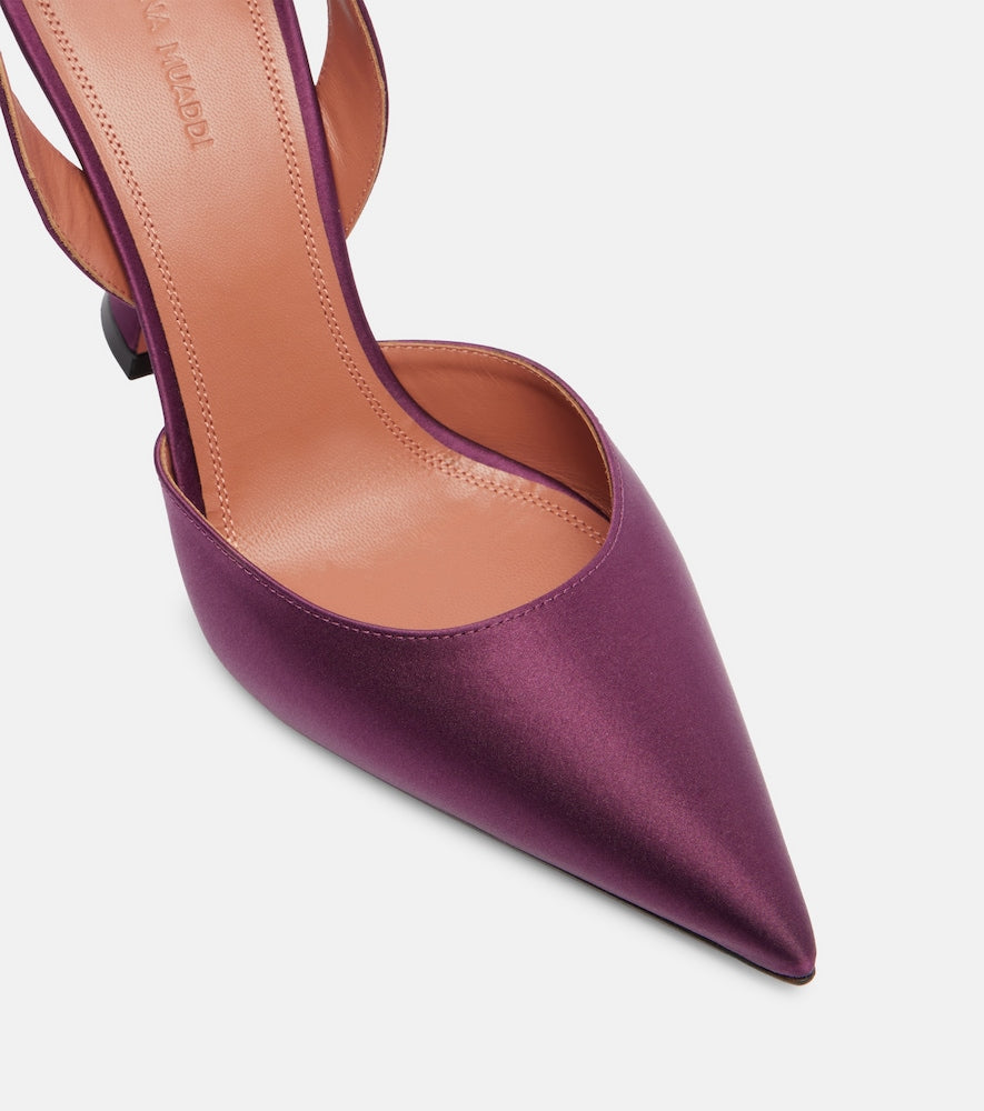 Amina Muaddi Holli 95 satin slingback pumps