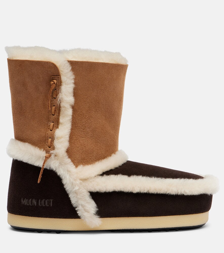 Moon Boot EVX shearling-trimmed suede ankle boots