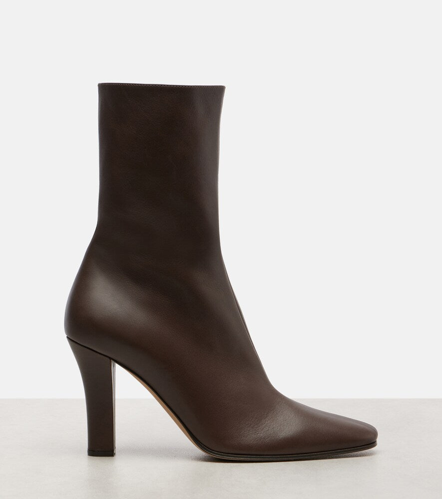 The Row Mona leather ankle boots