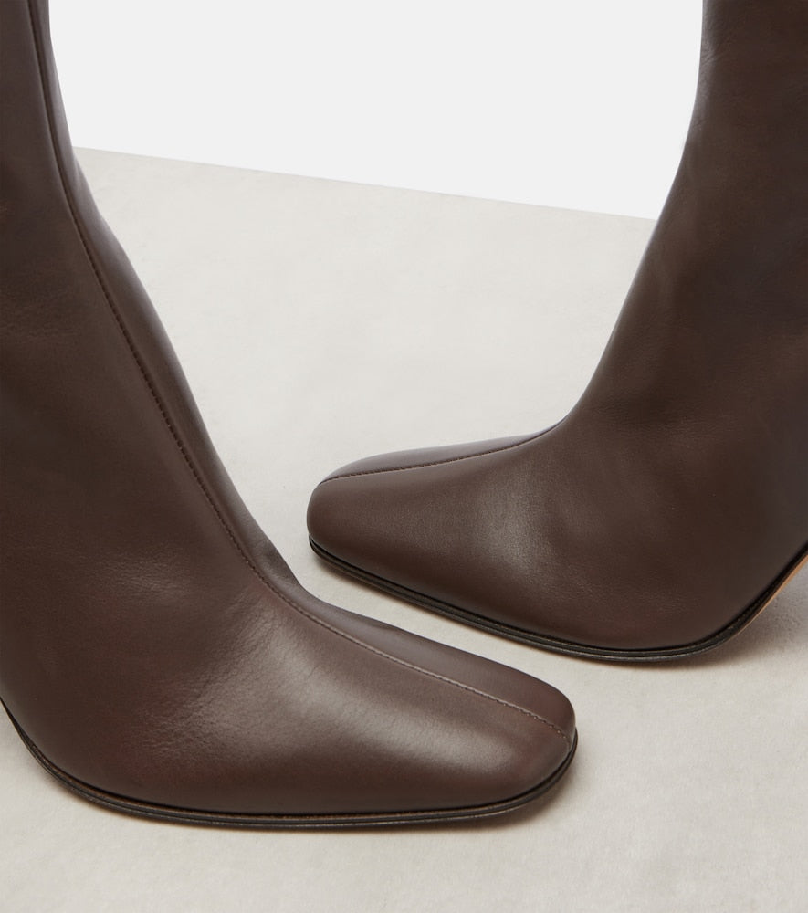 The Row Mona leather ankle boots