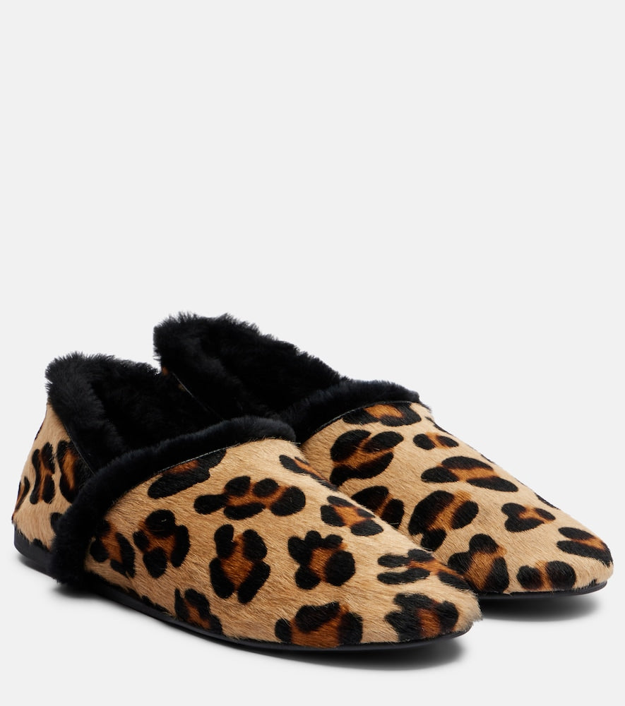 Yves Salomon Shearling-lined calf hair slip-on shoes