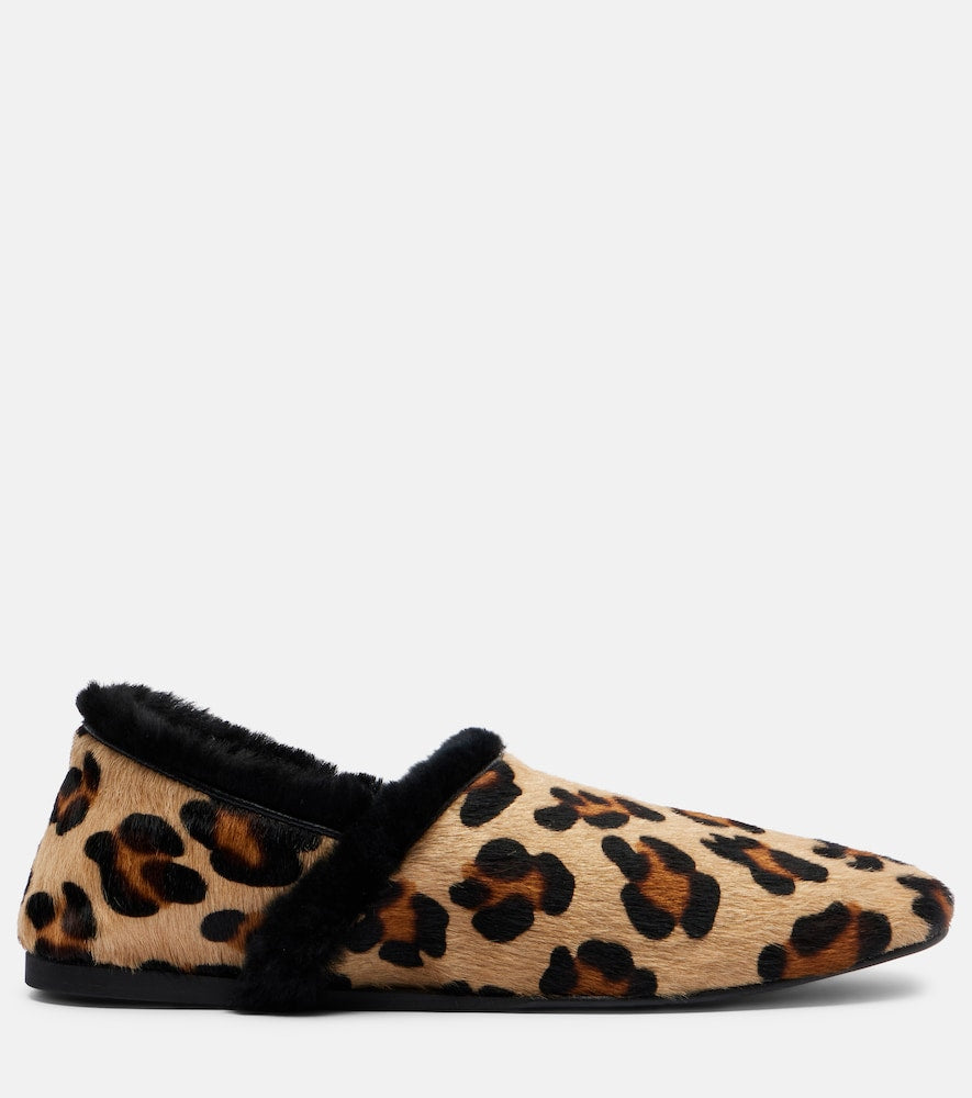 Yves Salomon Shearling-lined calf hair slip-on shoes