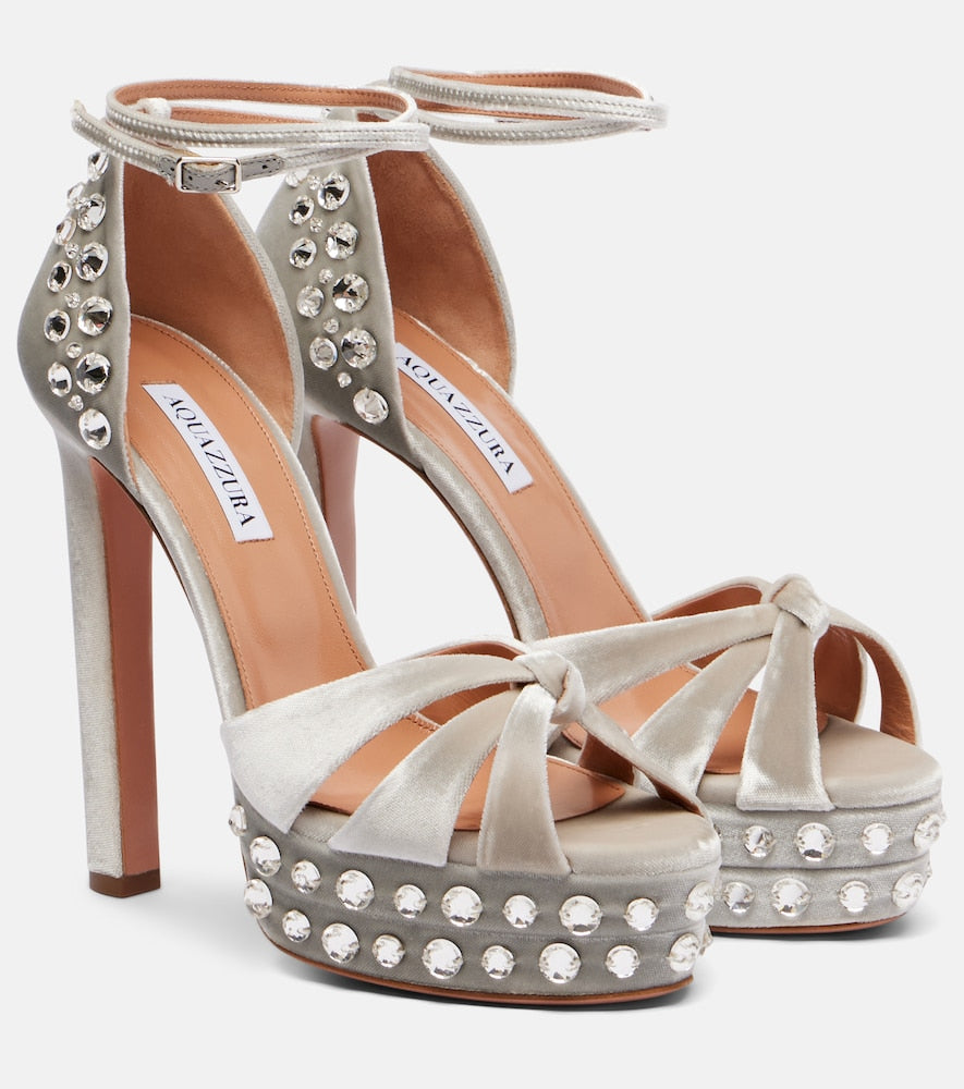 Aquazzura Cosmic Love 130 velvet platform sandals