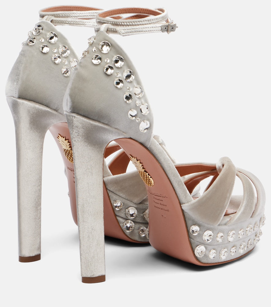 Aquazzura Cosmic Love 130 velvet platform sandals