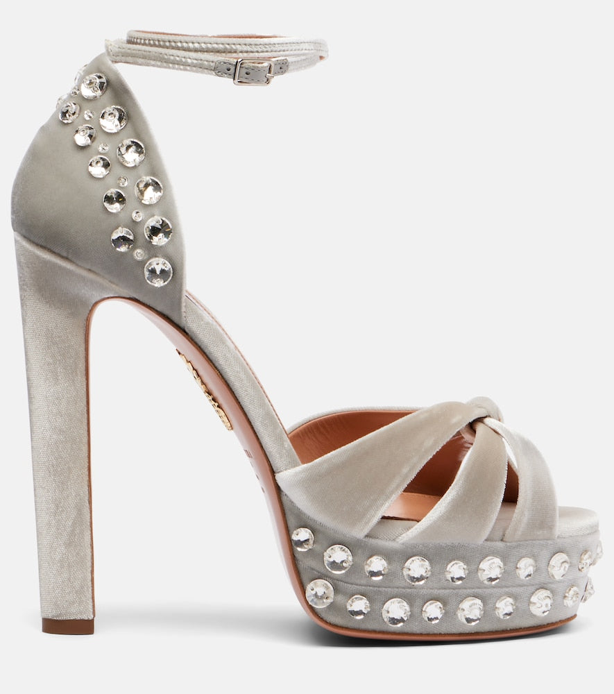 Aquazzura Cosmic Love 130 velvet platform sandals