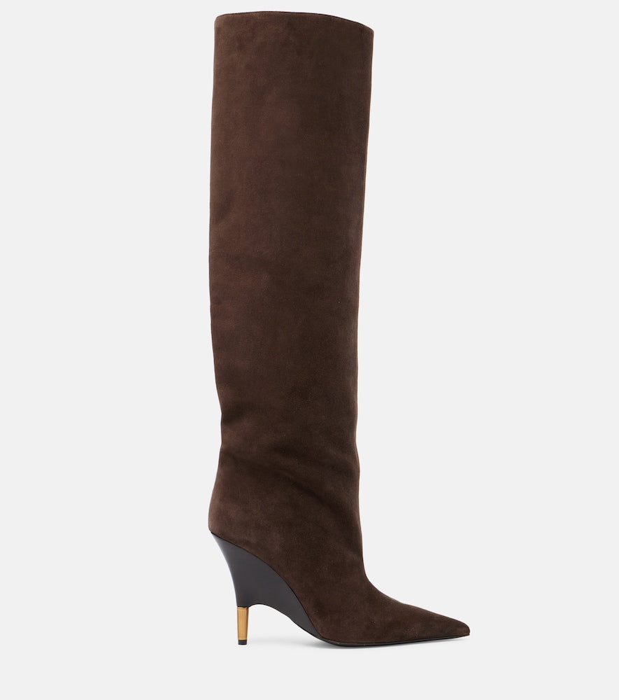 Khaite Bella 100 suede knee-high boots