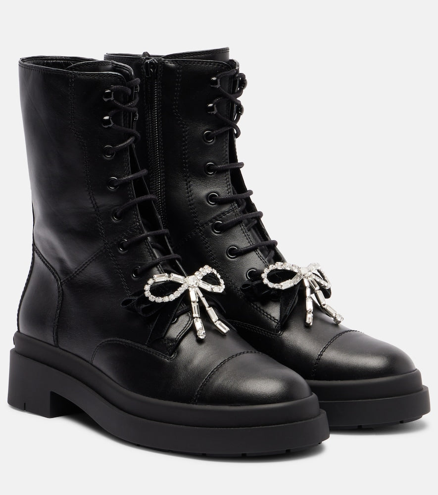 Jimmy Choo Averi bow-detail leather lace-up boots