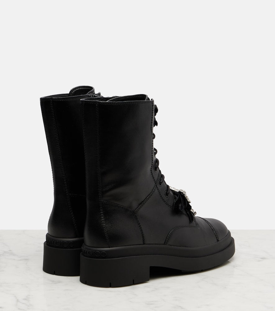 Jimmy Choo Averi bow-detail leather lace-up boots