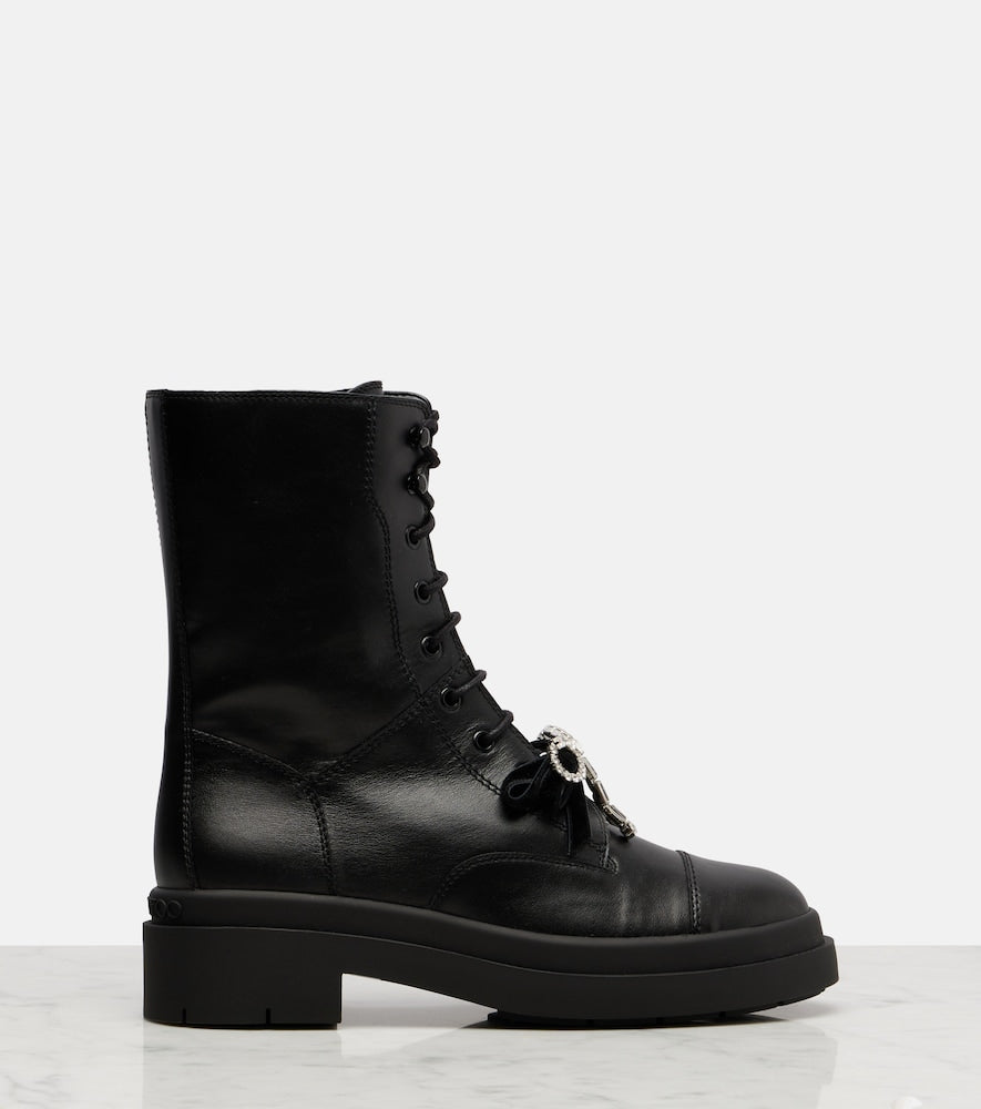 Jimmy Choo Averi bow-detail leather lace-up boots