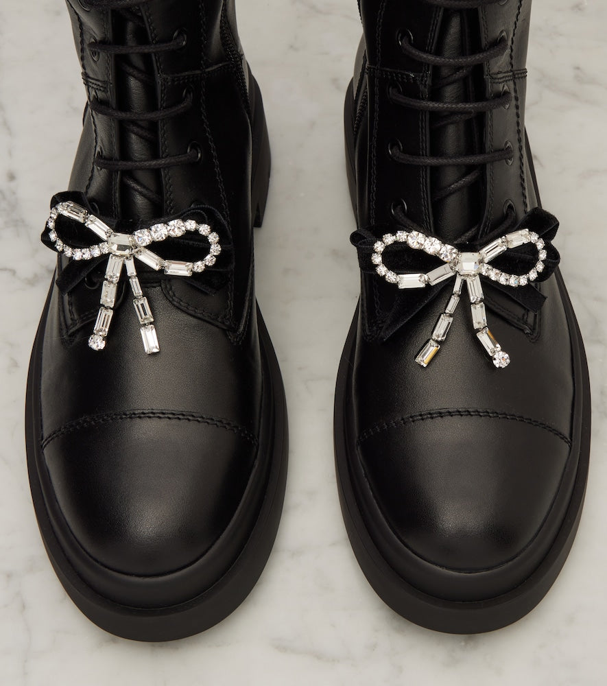 Jimmy Choo Averi bow-detail leather lace-up boots