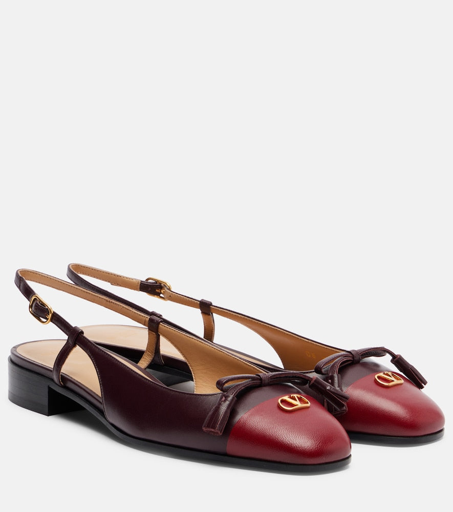 Valentino Garavani Valet Du Roi leather slingback ballet flats