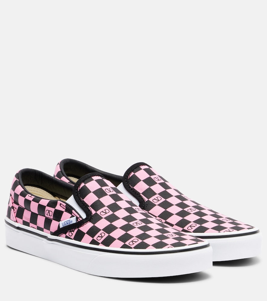 Valentino Garavani x Vans VLogo checked canvas slip-on sneakers