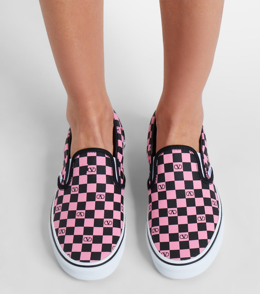 Valentino Garavani x Vans VLogo checked canvas slip-on sneakers