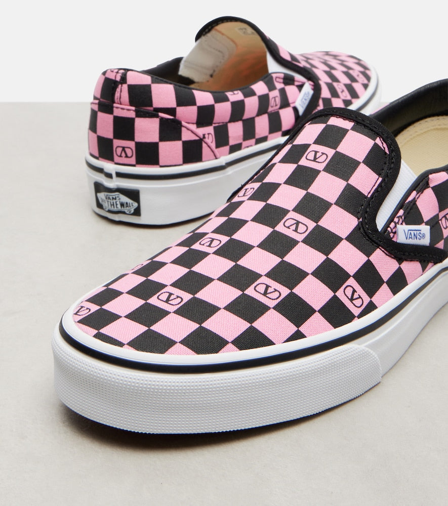 Valentino Garavani x Vans VLogo checked canvas slip-on sneakers