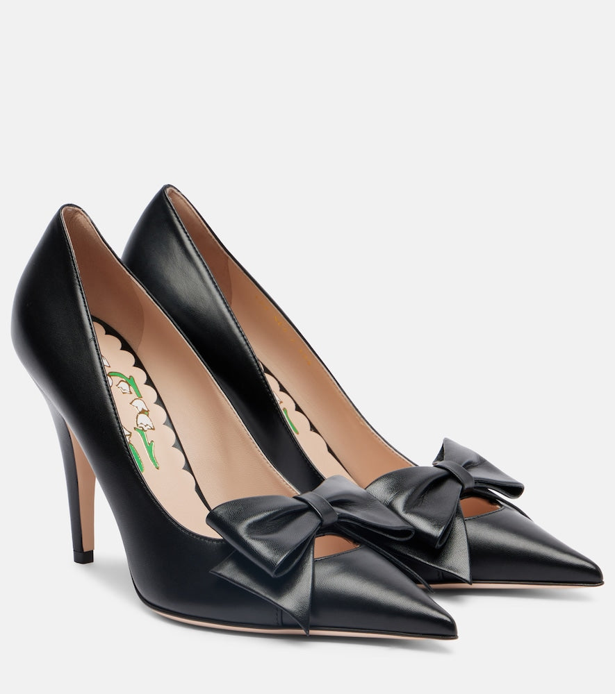 Valentino Garavani Bowow 100 bow-detail leather pumps