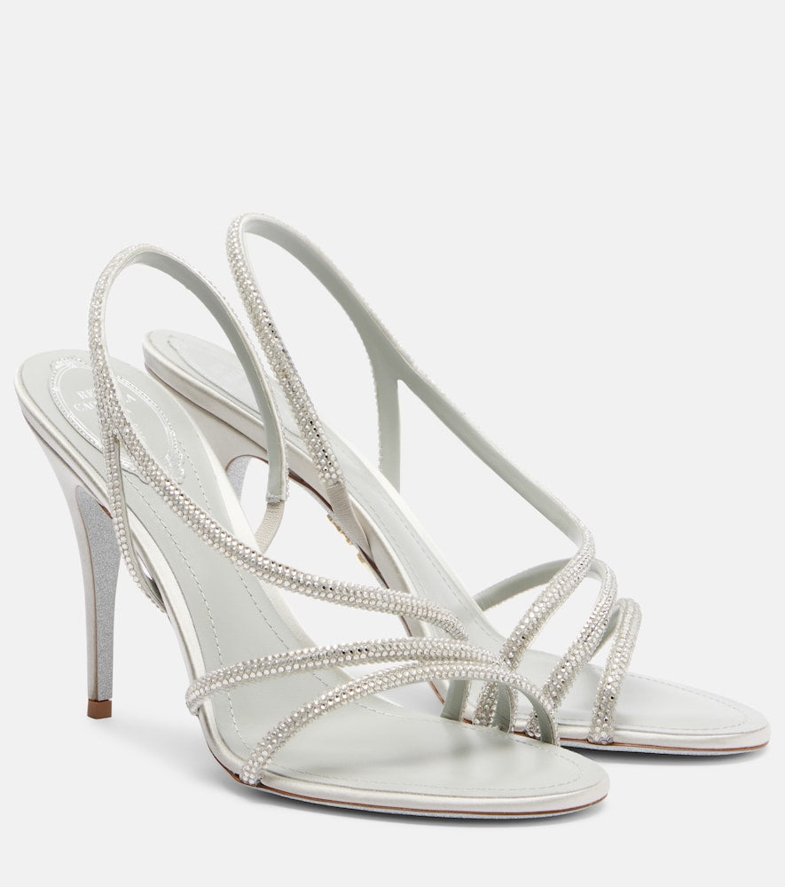 Rene Caovilla Crystal-embellished satin sandals