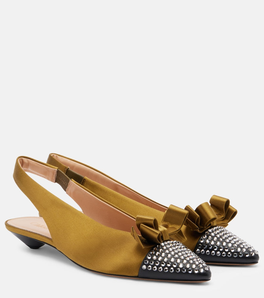 Chloe Alba 20 embellished satin slingback pumps