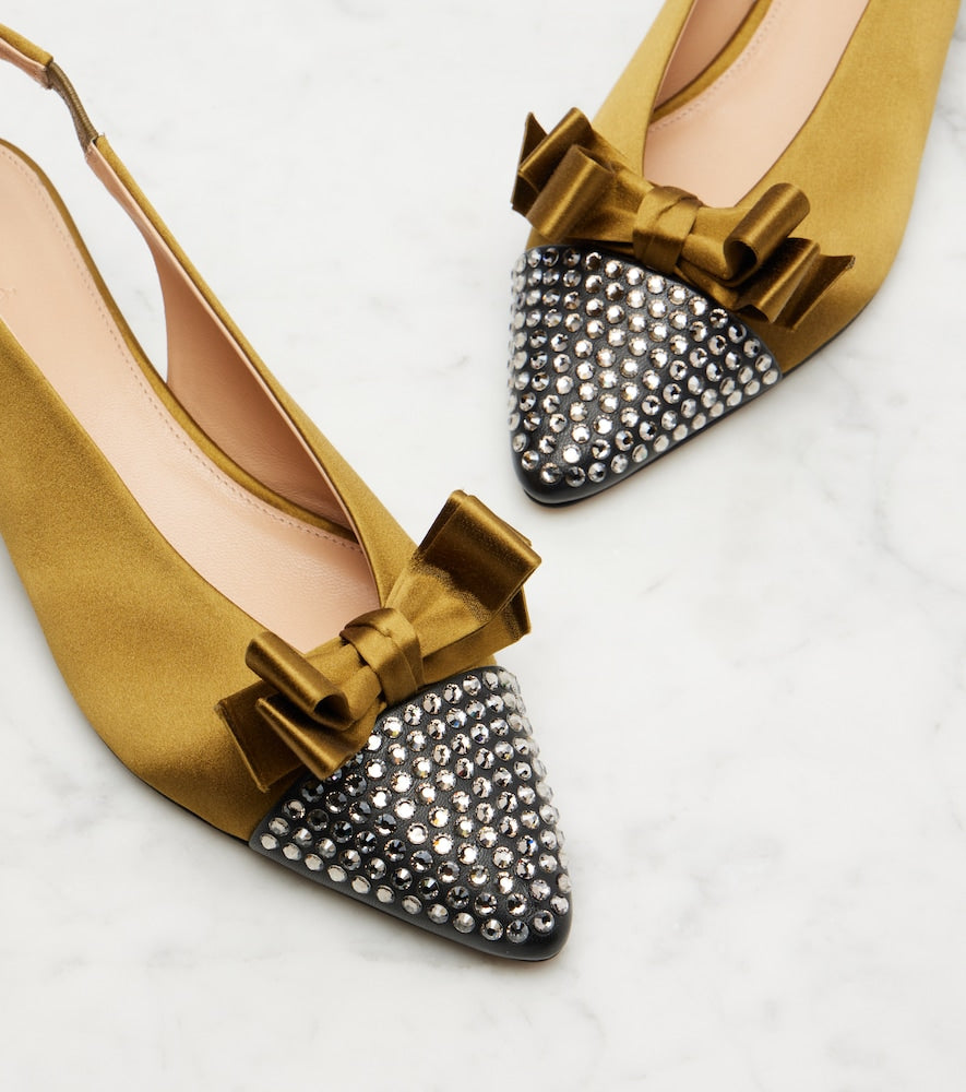 Chloe Alba 20 embellished satin slingback pumps