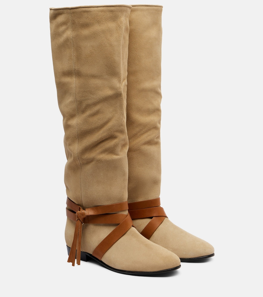 Isabel Marant Silmon leather-trimmed suede knee-high boots