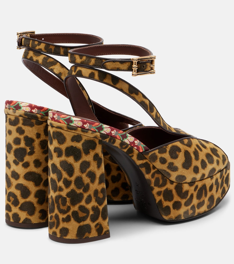 Etro 120 leopard-print canvas platform sandals