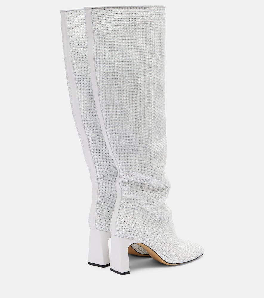 Souliers Martinez Roberta woven leather knee-high boots
