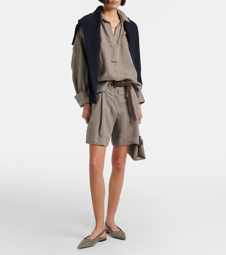 Brunello Cucinelli Monili leather slingback ballet flats