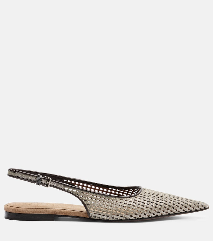 Brunello Cucinelli Monili leather slingback ballet flats