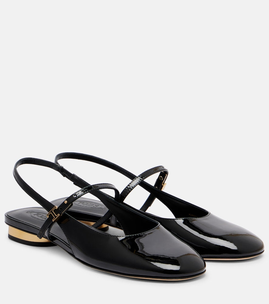 Tod's Patent leather slingback flats