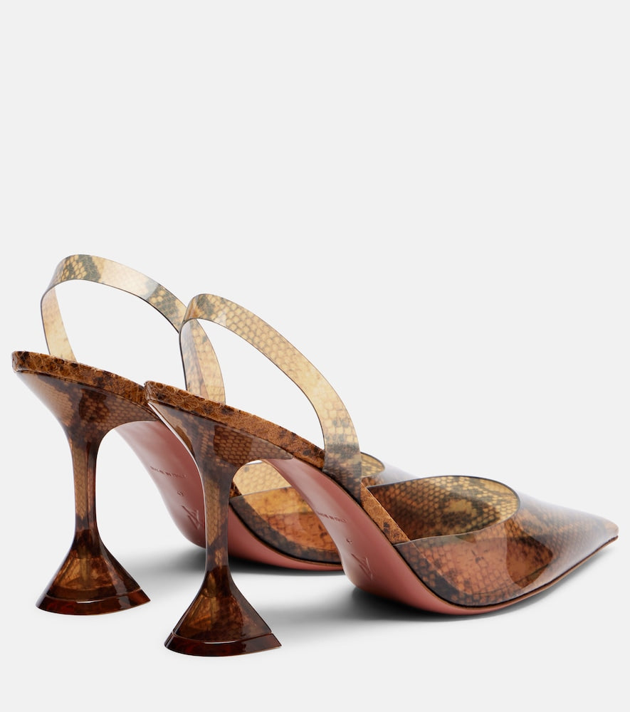 Amina Muaddi Holli snake-print PVC slingback pumps