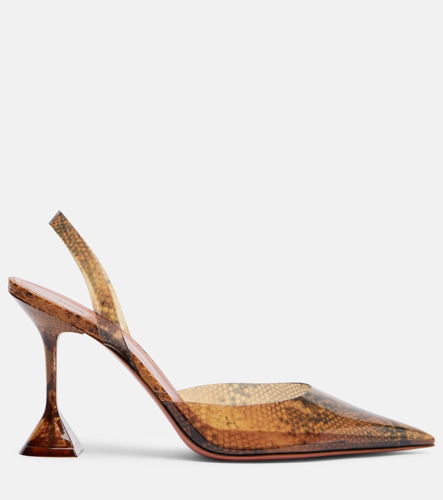Amina Muaddi Holli snake-print PVC slingback pumps