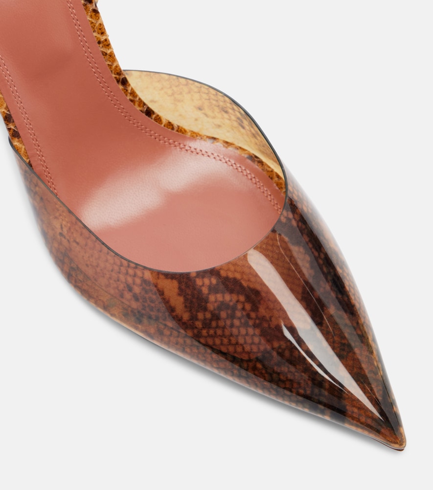 Amina Muaddi Holli snake-print PVC slingback pumps