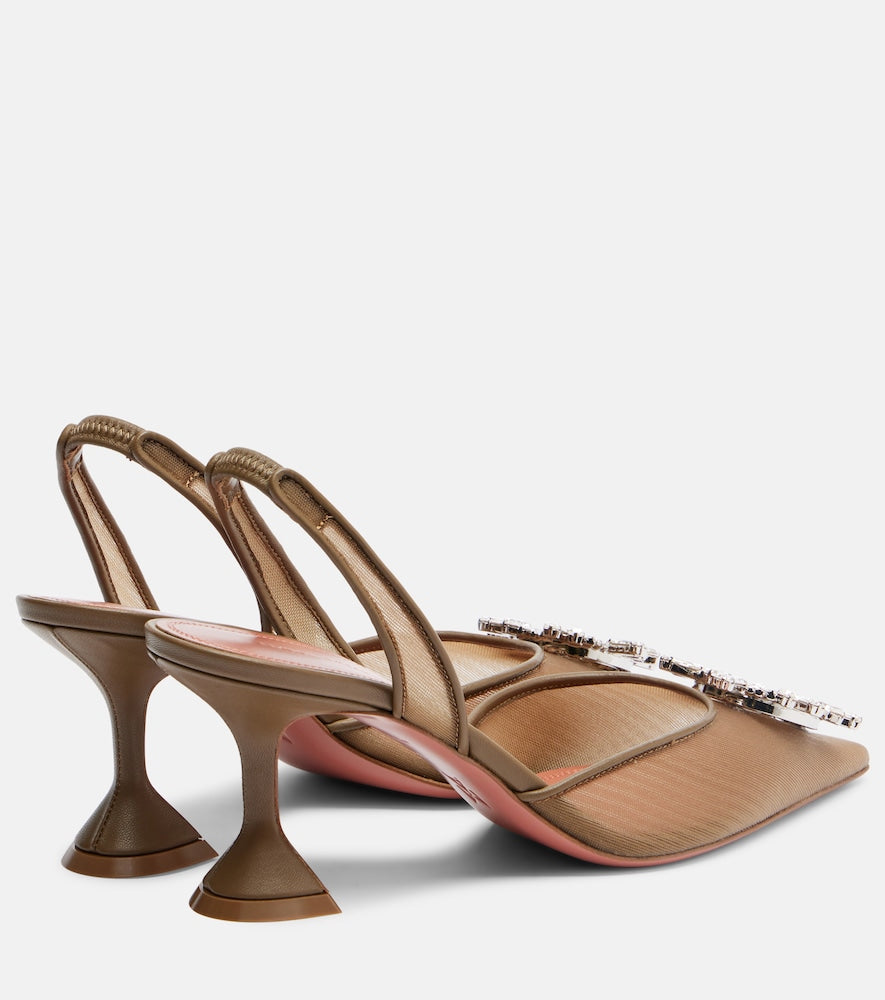 Amina Muaddi Begum embellished mesh slingback pumps