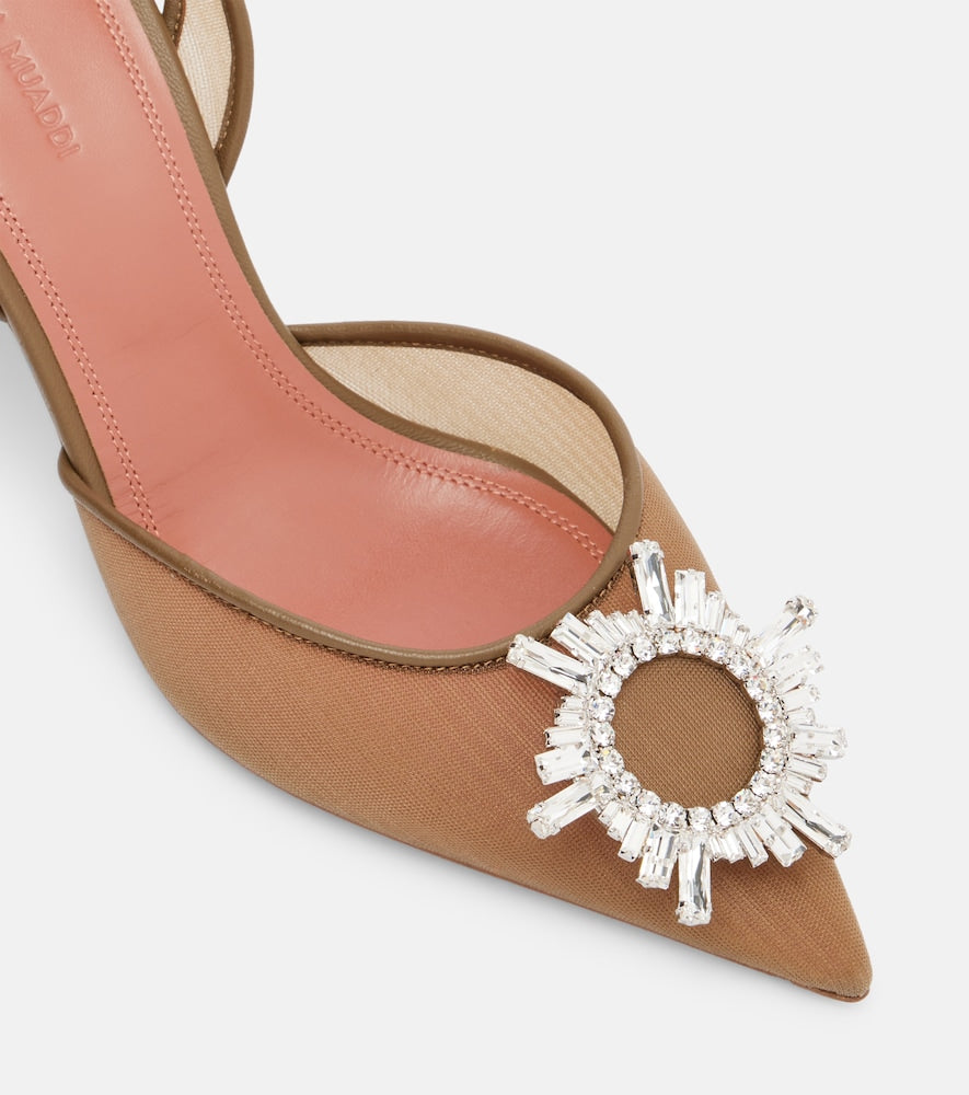 Amina Muaddi Begum embellished mesh slingback pumps