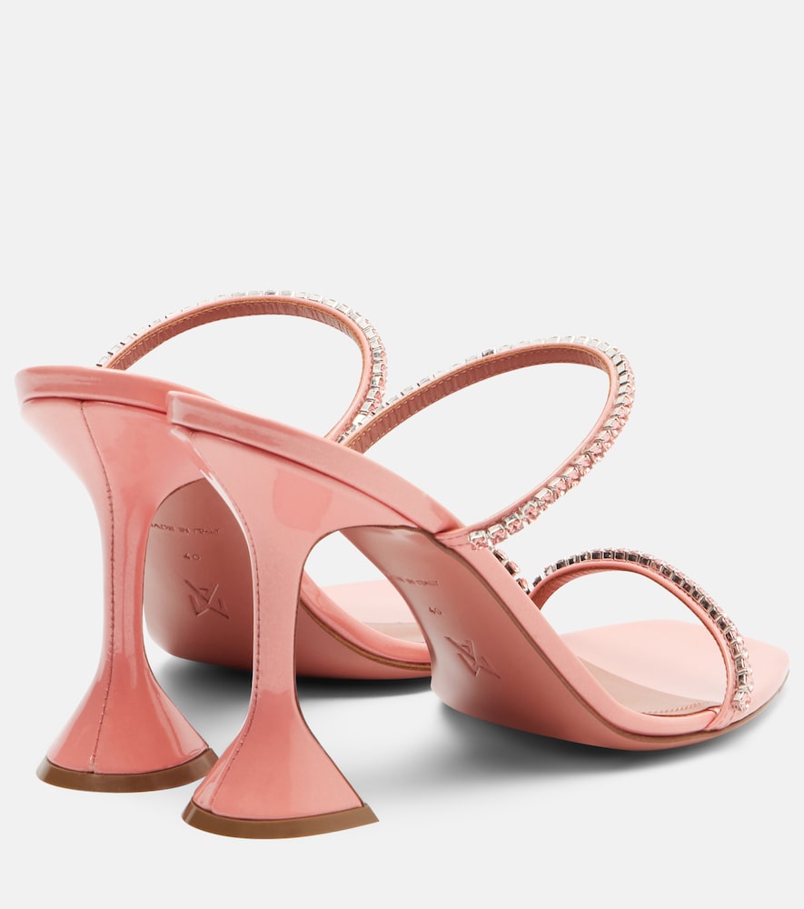 Amina Muaddi Gilda embellished patent leather sandals