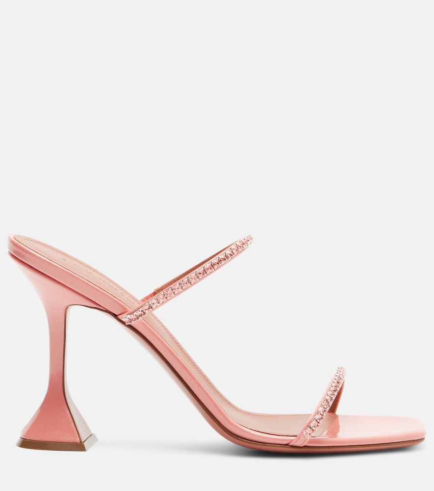 Amina Muaddi Gilda embellished patent leather sandals